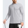 imageMens Polo Shirt Long Sleeve Golf Shirts Lightweight UPF 50 Sun Protection Cool Shirts for Men Work Fishing OutdoorLight Grey