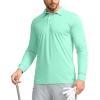 imageMens Polo Shirt Long Sleeve Golf Shirts Lightweight UPF 50 Sun Protection Cool Shirts for Men Work Fishing OutdoorMint Green