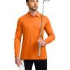imageMens Polo Shirt Long Sleeve Golf Shirts Lightweight UPF 50 Sun Protection Cool Shirts for Men Work Fishing OutdoorOrange