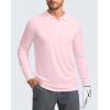 imageMens Polo Shirt Long Sleeve Golf Shirts Lightweight UPF 50 Sun Protection Cool Shirts for Men Work Fishing OutdoorPink