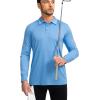 imageMens Polo Shirt Long Sleeve Golf Shirts Lightweight UPF 50 Sun Protection Cool Shirts for Men Work Fishing OutdoorSky Blue