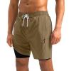 imageG Gradual Mens Swim Trunks with Compression Liner 5 inch Inseam Quick Dry Bathing Suits with Zipper PocketNo Thigh ChafingDark Khaki
