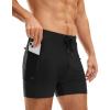 imageG Gradual Mens Swimsuit Trunks with Zipper Pockets Quick Dry Swimwear Bathing Suit Swim Briefs Board Shorts for MenBlack