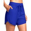 imageG Gradual Womens 4 High Waisted Swim Board Shorts Quick Dry Swimming Bathing Suit Bottoms for Women with Pockets LinerBlue