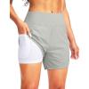 imageG Gradual Womens 5quot High Waisted Swim Board Shorts Quick Dry UPF 50 Swimming Beach Shorts for Women with Liner PocketsBright Grey