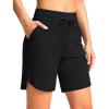 imageG Gradual Womens 7quot High Waisted Swim Board Shorts with Pockets Quick Dry Beach Swimming Shorts for Women with LinerBlack