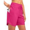 imageG Gradual Womens 7quot Quick Dry High Waisted Swim Board Shorts with Zipper Pockets UPF 50 Beach Shorts for Women with LinerRosy