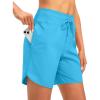 imageG Gradual Womens 7quot Quick Dry High Waisted Swim Board Shorts with Zipper Pockets UPF 50 Beach Shorts for Women with LinerSky Blue