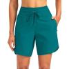 imageG Gradual Womens 7quot Quick Dry High Waisted Swim Board Shorts with Zipper Pockets UPF 50 Beach Shorts for Women with LinerTeal