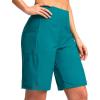 imageG Gradual Womens 9quot Long Swim Board Shorts with Pockets High Waisted Knee Length Beach Swimming Shorts for Women with LinerLake Blue