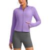 imageG Gradual Womens Cropped Workout Jacket Slim Fit Full Zip Athletic Running Gym Jackets for Women with Thumb Holes PocketsLavenderL