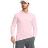 imageMens Polo Shirt Long Sleeve Golf Shirts Lightweight UPF 50 Sun Protection Cool Shirts for Men Work Fishing OutdoorPink