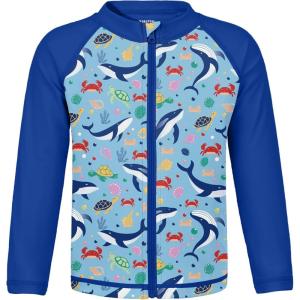 imageBoys Toddler Rash Guard Long Sleeve UPF 50 Sun Protection Lightweight Swim Shirt for Baby KidsBlue Whale