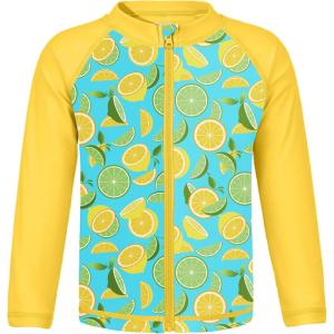 imageBoys Toddler Rash Guard Long Sleeve UPF 50 Sun Protection Lightweight Swim Shirt for Baby KidsLemon