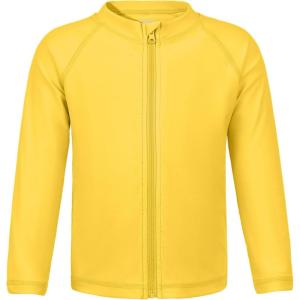 imageBoys Toddler Rash Guard Long Sleeve UPF 50 Sun Protection Lightweight Swim Shirt for Baby KidsYellow