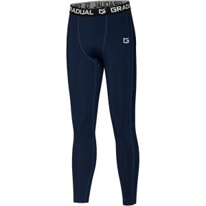 imageG Gradual Boys Compression Pants Youth Thermal Base Layer Fleece Tights Sports Basketball Leggings for BoysNavy Blue