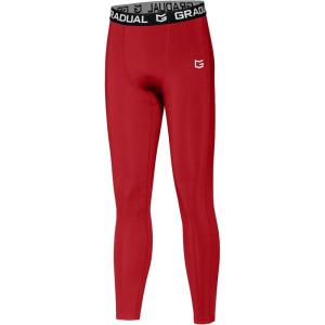 imageG Gradual Boys Compression Pants Youth Thermal Base Layer Fleece Tights Sports Basketball Leggings for BoysRed