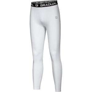 imageG Gradual Boys Compression Pants Youth Thermal Base Layer Fleece Tights Sports Basketball Leggings for BoysWhite
