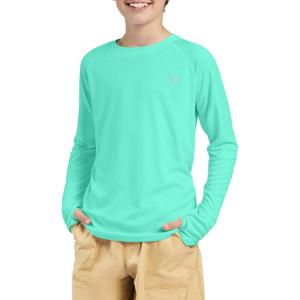 imageG Gradual Boys Rash Guard UPF 50 Sun Protection Shirt Quick Dry Long Sleeve Swim Shirts Lightweight SPF Youth Fishing Shirt03light Green