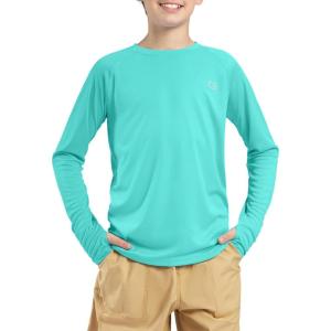 imageG Gradual Boys Rash Guard UPF 50 Sun Protection Shirt Quick Dry Long Sleeve Swim Shirts Lightweight SPF Youth Fishing ShirtAqua