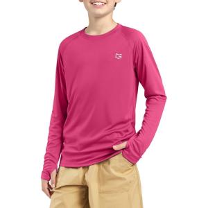 imageG Gradual Boys Rash Guard UPF 50 Sun Protection Shirt Quick Dry Long Sleeve Swim Shirts Lightweight SPF Youth Fishing ShirtHot Pink
