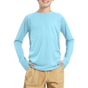 imageG Gradual Boys Rash Guard UPF 50 Sun Protection Shirt Quick Dry Long Sleeve Swim Shirts Lightweight SPF Youth Fishing ShirtLight Blue