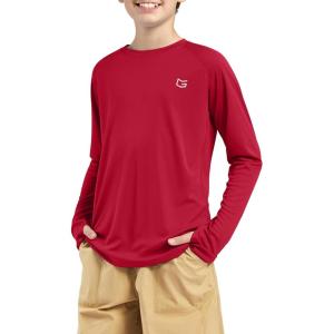 imageG Gradual Boys Rash Guard UPF 50 Sun Protection Shirt Quick Dry Long Sleeve Swim Shirts Lightweight SPF Youth Fishing ShirtRed
