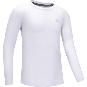 imageG Gradual Boys Youth Compression Shirt Long Sleeve Football Baseball Undershirt Quick Dry Sports Base Layer for BoyB White