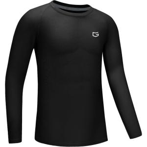 imageG Gradual Boys Youth Compression Shirt Long Sleeve Football Baseball Undershirt Quick Dry Sports Base Layer for BoyBlack