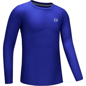 imageG Gradual Boys Youth Compression Shirt Long Sleeve Football Baseball Undershirt Quick Dry Sports Base Layer for BoyBlue
