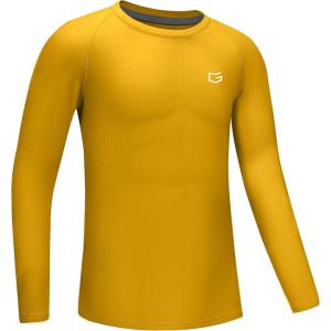 imageG Gradual Boys Youth Compression Shirt Long Sleeve Football Baseball Undershirt Quick Dry Sports Base Layer for BoyGolden Yellow