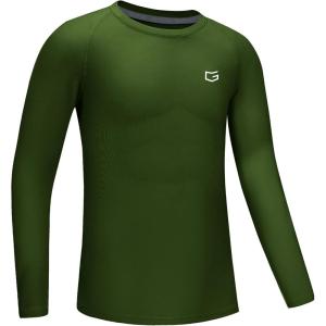 imageG Gradual Boys Youth Compression Shirt Long Sleeve Football Baseball Undershirt Quick Dry Sports Base Layer for BoyGreen