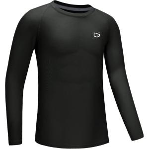 imageG Gradual Boys Youth Compression Shirt Long Sleeve Football Baseball Undershirt Quick Dry Sports Base Layer for BoyGrey
