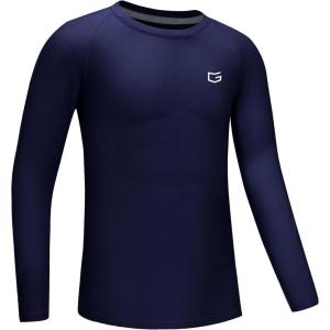 imageG Gradual Boys Youth Compression Shirt Long Sleeve Football Baseball Undershirt Quick Dry Sports Base Layer for BoyNavy