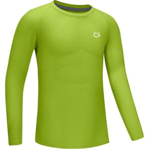 imageG Gradual Boys Youth Compression Shirt Long Sleeve Football Baseball Undershirt Quick Dry Sports Base Layer for BoyNeon Lime