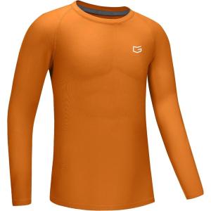 imageG Gradual Boys Youth Compression Shirt Long Sleeve Football Baseball Undershirt Quick Dry Sports Base Layer for BoyOrange