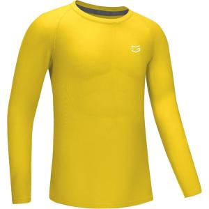 imageG Gradual Boys Youth Compression Shirt Long Sleeve Football Baseball Undershirt Quick Dry Sports Base Layer for BoyYellow