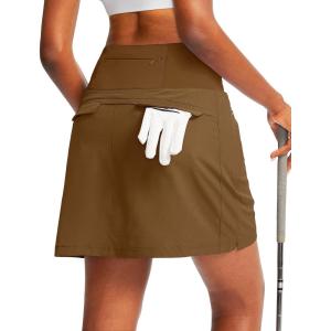 imageG Gradual Golf Skorts Skirts for Women with 5 Pockets Womens High Waisted Lightweight Athletic Skirt for Tennis RunningBrown