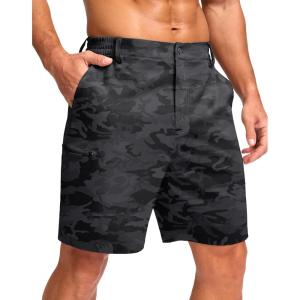 imageG Gradual Mens Casual Shorts 7quot 9quot Lightweight 4 Pockets Stretch QuickDry Summer Shorts for Golf Work Hiking TripsBlack Camo