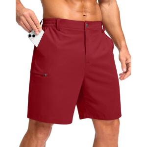 imageG Gradual Mens Casual Shorts 7quot 9quot Lightweight 4 Pockets Stretch QuickDry Summer Shorts for Golf Work Hiking TripsRed