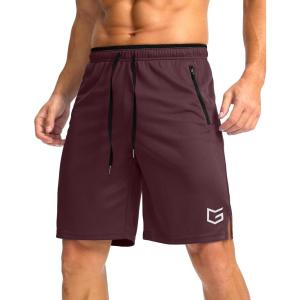 imageG Gradual Mens Gym Shorts wtih Zipper Pocket 9quot Athletic Basketball Mesh Shorts for Men Workout Quick Dry LightiweightCabernet Red
