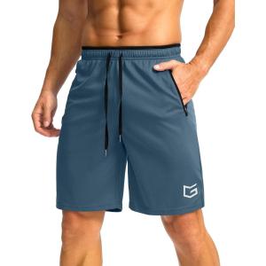 imageG Gradual Mens Gym Shorts wtih Zipper Pocket 9quot Athletic Basketball Mesh Shorts for Men Workout Quick Dry LightiweightDusty Blue