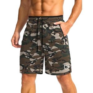 imageG Gradual Mens Gym Shorts wtih Zipper Pocket 9quot Athletic Basketball Mesh Shorts for Men Workout Quick Dry LightiweightGreen Camo