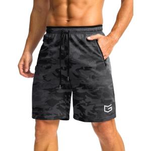imageG Gradual Mens Gym Shorts wtih Zipper Pocket 9quot Athletic Basketball Mesh Shorts for Men Workout Quick Dry LightiweightGrey Camo
