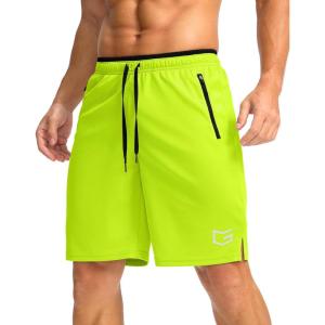 imageG Gradual Mens Gym Shorts wtih Zipper Pocket 9quot Athletic Basketball Mesh Shorts for Men Workout Quick Dry LightiweightHighlight Yellow