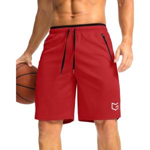 imageG Gradual Mens Gym Shorts wtih Zipper Pocket 9quot Athletic Basketball Mesh Shorts for Men Workout Quick Dry LightiweightRed