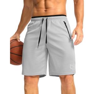 imageG Gradual Mens Gym Shorts wtih Zipper Pocket 9quot Athletic Basketball Mesh Shorts for Men Workout Quick Dry LightiweightRhino Grey