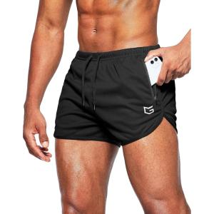 imageG Gradual Mens Running Shorts 3 Inch Quick Dry Gym Athletic Jogging Shorts with Zipper PocketsBlack