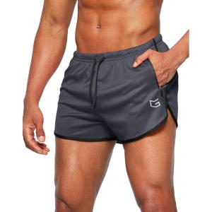 imageG Gradual Mens Running Shorts 3 Inch Quick Dry Gym Athletic Jogging Shorts with Zipper PocketsDark Gray