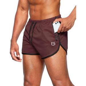 imageG Gradual Mens Running Shorts 3 Inch Quick Dry Gym Athletic Jogging Shorts with Zipper PocketsDark Red